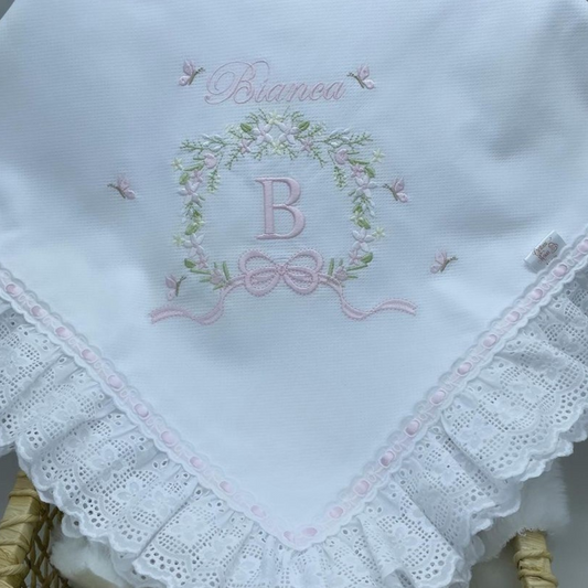 Manta Piquet Luxo Brasão Floral