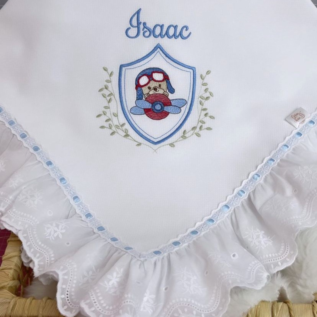 Manta Piquet Luxo Brasão Aviãozinho