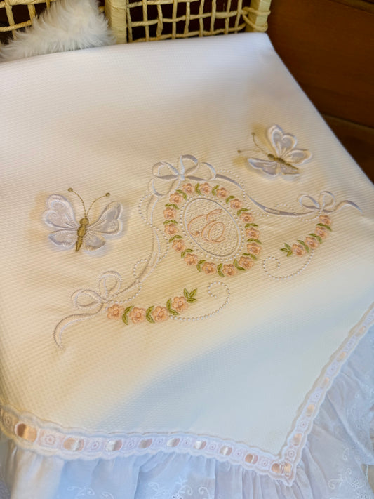 Manta Piquet Luxo Jardim Encantado das Borboletas